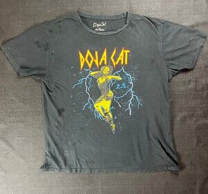 Doja Cat Large Black Graphic T-Shirt Crew Neck Short Sleeve